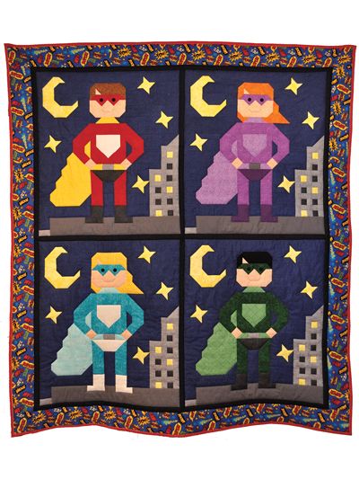 Super Hero Quilt Pattern Patchwork Jacket Pattern, Super Hero Quilt, Superhero Quilt, Hero Pattern, Twin Quilt Pattern, Super Friends, Childrens Quilts, Flowing Hair, Super Girl