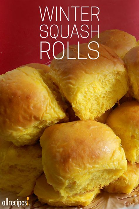 Winter Squash Rolls | Use butternut squash, acorn squash, pumpkin, delicata squash, or other winter squash to make these soft, golden dinner rolls. Squash Rolls, Squash Dinner, Best Butternut Squash Recipe, Squash Bread, Buttercup Squash, Dinner Roll, Delicata Squash, Baked Rolls, Butternut Squash Recipes