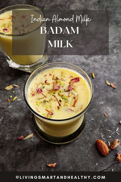 badam milk recipe Badam Milk Recipe, Badam Milk, Milk Photography, Soaked Almonds, Indian Drinks, Sweet Recipe, Winter Desserts, Night Messages, Tasty Healthy