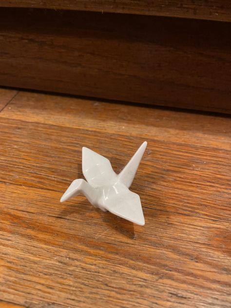 Porcelain origami crane meant to rest chopsticks on. Bought at the Japan pavilion in EPCOT at Disney World in Orlando, FL. Clay Origami Crane, Ceramic Origami Crane, Origami Crane Meaning, Clay Origami, Crane Meaning, Ceramic Origami, Material Studies, Travel Room, Origami Swan