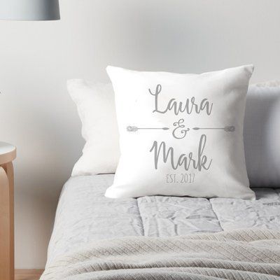 Wrought Studio Wicksham Personalized Couples Names with Arrows Throw Pillow Customize: Yes, Color: Gray Romantic Pillow, Dave Ramsey Baby Steps, Personalized Throw Pillow, Chic Bedding, Elegant Bedding, Cool Curtains, Simple Bed, Diy Home Decor On A Budget, Personalized Pillows