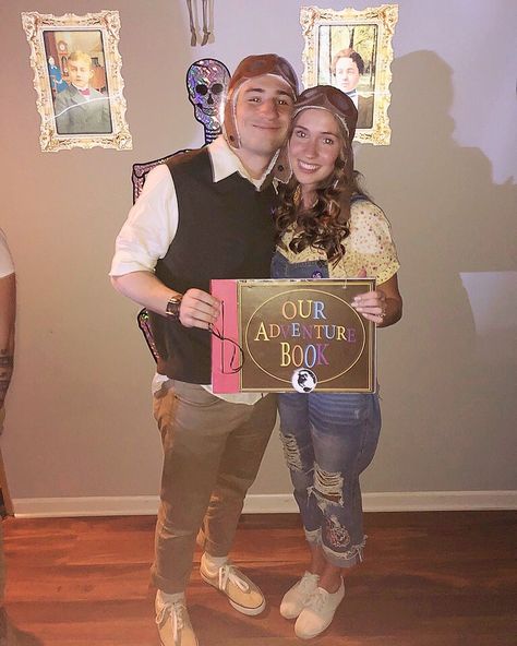 Ellie And Carl Up, Ellie From Up Costume, Up Couple Costume Carl And Ellie, Ellie Up Costume, Up Costume Ideas Couple, Carl Disneybound, Up Couple Costume, Carl And Ellie Costume, Up Movie Costume