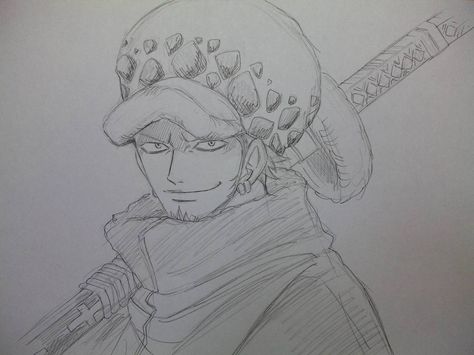 Trafalgar Law #one piece Trafalgar Law Drawing Sketch, Law Drawing One Piece, Trafalgar Law Sketch, Trafalgar Law Drawing, Trafalgar Law One Piece, Law One Piece, Eustass Kid, Draw Manga, One Peace