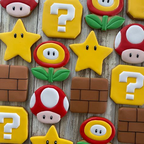 Mario Bros Cookies, Mario Brothers Birthday Party, Mario Bros Birthday Party Ideas, Mario Bros Cake, Super Mario Cake, Super Mario Bros Birthday Party, Mario E Luigi, Super Mario Bros Party, Mario Cake