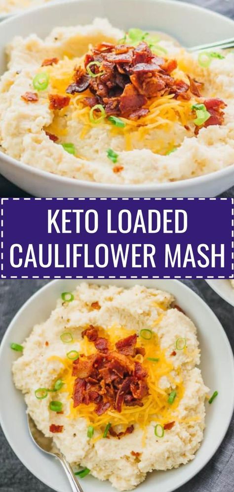 Keto Loaded Cauliflower, Cheesy Mashed Cauliflower, Keto Mashed Cauliflower, Atkins Induction, Lunch Foods, Loaded Cauliflower, Cauliflower Mashed Potatoes, Cauliflower Mash, Cauliflower Rice Recipes