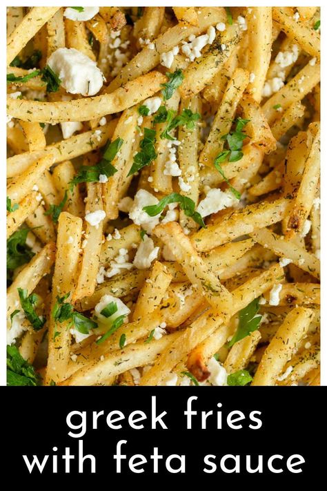 Feta Fries Recipe, Feta Sauce, Frozen Fries, Greek Fries, Greek Spices, Greek Gyros, Crispy French Fries, Frozen French Fries, Weekend Dinner