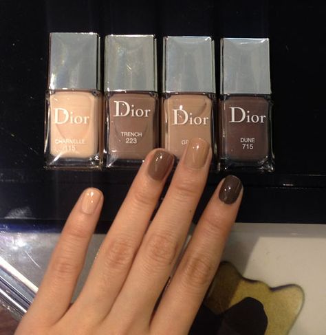 Dior's Four New Shades of Nudes  L-R: 115 Charnelle, 223 Trench, 413 Grege, Dune 715 Nails Grunge, Grunge Nails, Minimal Nails, Neutral Nails, Dream Nails, Pretty Acrylic Nails, Makati, Nail Polishes, Best Acrylic Nails