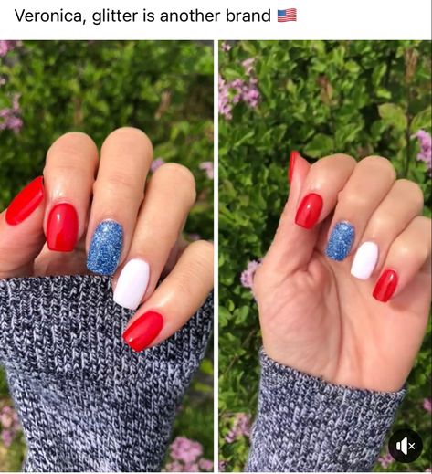 Solid Red White And Blue Nails, Memorial Day Nails Red White Blue, Red White And Blue Nails Simple, Diy 4th Of July Nails, 4th Of July Gel Nails, Memorial Day Nails, Red White And Blue Nails, White And Blue Nails, White Veronica