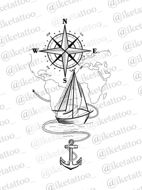 Sailing Tattoos For Women, Azores Tattoo, Steve Tattoo, Sailing Tattoo, Watch Tattoo Design, Anchor Tattoos, Romantic Cruise, Nautical Tattoo, Watch Tattoos