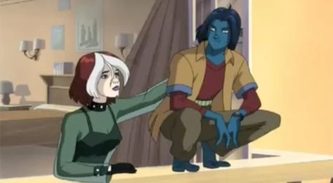 Nightcrawler And Rogue, Rogue And Nightcrawler, X Men Evolution Rogue, Nightcrawler Xmen, Rogue Gambit, Marvel Cartoons, Marvel Animation, X Men Evolution, Marvel Xmen