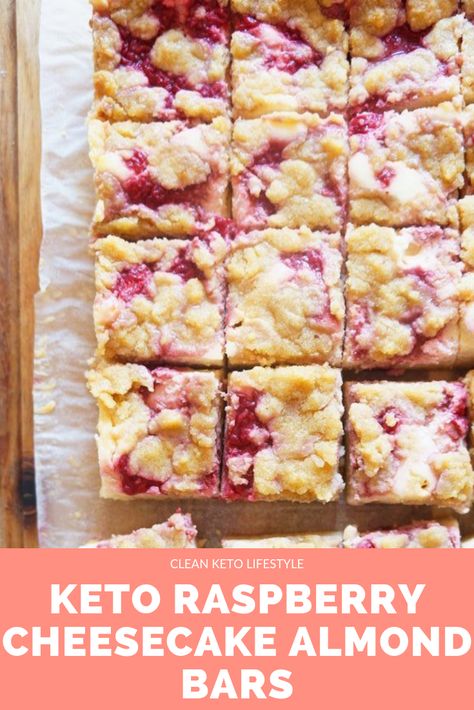 Keto Hamber Recipes, Keto Snaxks, Keto Raspberry Cheesecake, Best Keto Desserts, Keto Raspberry, Dolce Poche Calorie, Raspberry Cheesecake Bars, Cheesecake Bar, Keto Cakes