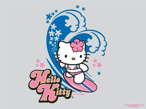 Hello Kitty Surfing, Surfing, Hello Kitty, Kitty, Pink, Blue