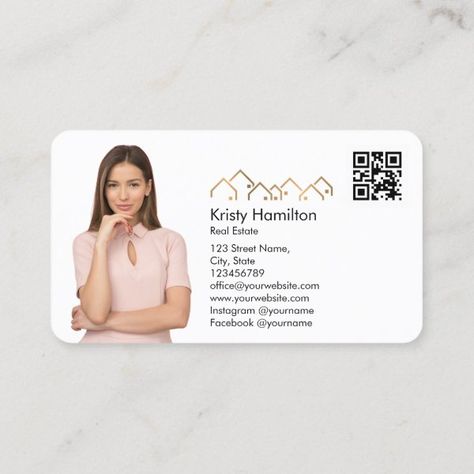 professional real estate realtor add photo QR code Business Card Real Estate Business Card, Qr Code Business, Photo Business Cards, Qr Code Business Card, Premium Business Cards, Add Photo, Real Estate Business Cards, Preschool Art Activities, Street Names