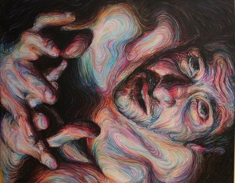 Swirly Psychedelic Self-Portraits by Nikos Gyftakis Nikos Gyftakis, Oil Pastels On Canvas, Pastels On Canvas, Unusual Perspective, High School Art Projects, Gcse Art Sketchbook, Graphic Design Ads, Perspective Art, Oil Pastels