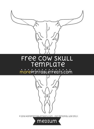 Cow Skull Template - Medium Cow Skull Pumpkin Carving, Animal Skull Decor, Fabric Creation, Skull Template, Middle School Projects, Hat Burning, Bison Skull, String Art Templates, Longhorn Skull