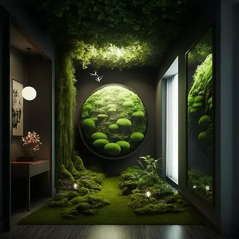 Moss On Wall Decor, Moss Home Decor, Moss Garden Indoor, Diy Moss Garden, Indoor Moss Garden, Moss Bedroom, Moss Indoors, Moss Interior, Moss Bath Mat