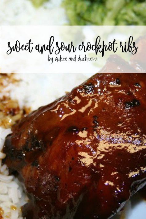 sweet and sour crockpot ribs Sweet And Sour Spareribs, Sweet And Sour Beef, Pork Crockpot Recipes, Crockpot Ribs, Slow Cooker Ribs, Sour Foods, Pork Rib Recipes, Ribs Recipe, Crockpot Pork