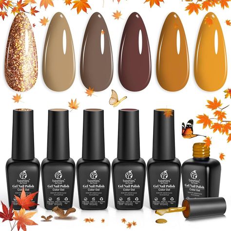 Amazon.com: Beetles Fall Gel Nail Polish Set, 6 Colors Caramel Chocolate Coffee Mocha Yellow Gold Glitter Brown Gel Nail Polish Set, Fall Gel Nail Polish Set Soak Off UV LED Cured Nail Art Gifts for Women : Beauty & Personal Care Fall Gel Nail Polish, Ginger Gold, Coffee Mocha, Buff Nails, Gel Nail Polish Colors, Glitter Gel Polish, Fall Gel Nails, Christmas Gel Nails, Glitter Gel Nails