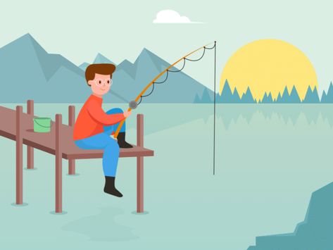 Fishing Animation - Happy & Sad, Day & Night by Skycap Fishing Animation, Gif Color, Fish Gif, Fisher Man, Mandarin Lessons, Fish Clipart, Adventure Time Wallpaper, Wonder Art, Clip Art Library