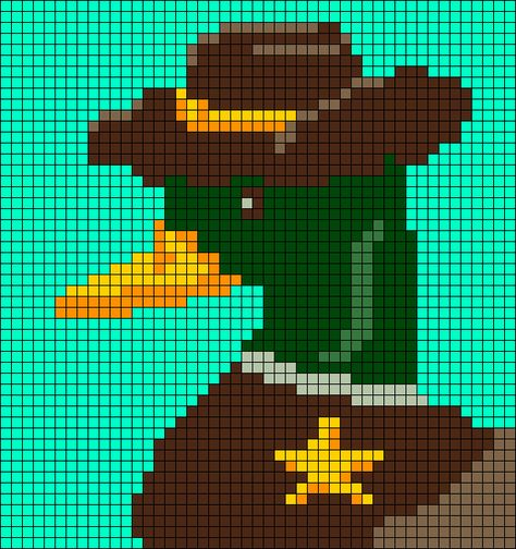 Alpha pattern #166266 | BraceletBook Duck Tapestry Crochet, Duck Grid Pattern, Western Alpha Pattern, Goose Alpha Pattern, Funny Tapestry Crochet, Cowboy Pixel Art, Western Pixel Art, Silly Pixel Art, Duck Alpha Pattern