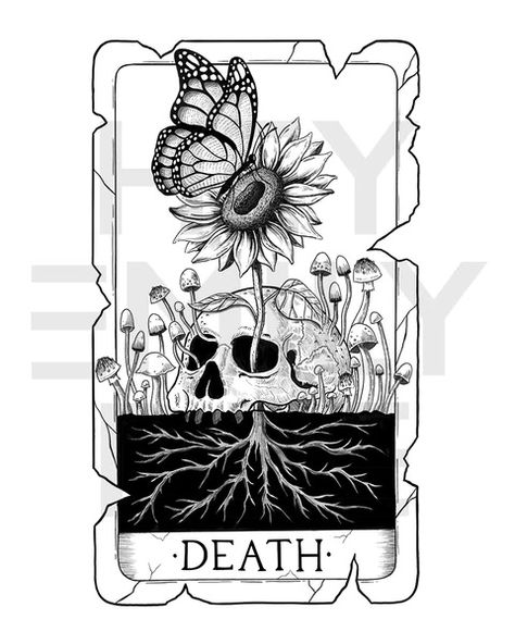 Tarot Card Back Tattoo, Skeleton Tarot Card Tattoo, Tarot Painting Ideas, Tarot Cards Drawing, Tarot Card Sketch, Tarot Card Drawings, Duality Tattoo Ideas, Tarot Tattoo Ideas, Tarot Card Tattoos