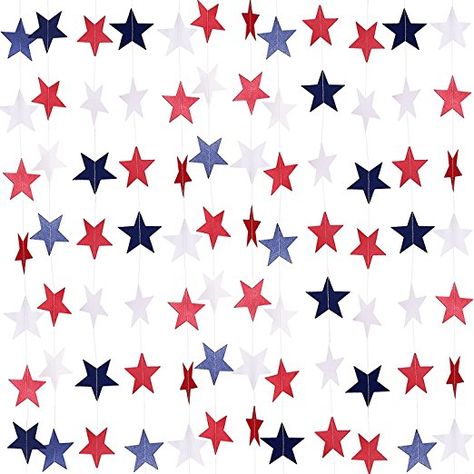 TecUnite 8 Strands Patriotic Star Streamers Banner Garland for 4th of July BBQ, Memorial Day, Veterans Day Party, Independence Day Celebration, Labor Day， Holiday Decorations, Red White Blue Labor Day Holiday, Independence Day Decoration, Banner Garland, Blue Banner, Star Garland, Patriotic Stars, 4th Of July Decorations, Bunting Garland, Patriotic Holidays