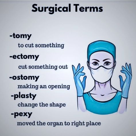 Some commonly used surgical terminologies.