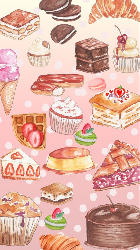 #dessert #love #wallpaper #pink #aesthetic Cute Bakery Wallpaper, Frosting Wallpaper, Locker Pictures, Dessert Wallpaper, Sweets Wallpaper, Wallpaper Pink Aesthetic, Clay Cafe, Pink Pie, Cute Food Wallpaper