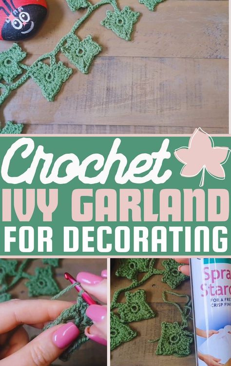 Crochet Ivy Lace Garland (Step-by-Step Tutorial) - The Newlywed Ivy Leaf Crochet Pattern, Crochet Ivy Leaf Free Pattern, Crochet Vine Wall Decor, Crochet Ivy Pattern, Crochet Poison Ivy, Crochet Ivy Garland, Crochet Vines Pattern, Crochet Vines And Leaves Pattern Free, Crochet Ivy Leaves Free Pattern