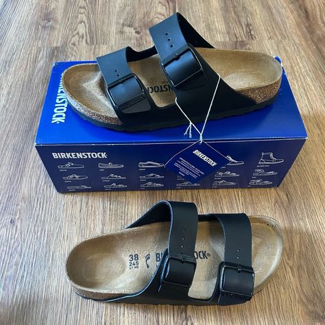 Authentic Birkenstock Arizona Style Sandals Slippers Slip On Shoes Black Color Made In Germany Size 38 Women’s (Us 7, 7.5) Brand New With Box Buy It Now!! I’m A Fast Shipper And Reliable Seller You Can Visit My Closet For More Deals Follow Me! Birkenstock Arizona Black, Birkenstock Sandals Women, Slipper Shoes Women, Arizona Style, Black Birkenstock, Canvas Sandals, Birkenstock Sandals Arizona, Two Strap Sandals, Adjustable Sandals