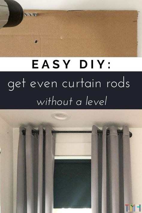 Check out this fail-proof way to install curtain rods in your own home without a level. Install Curtain Rods, Installing Curtain Rods, Hanging Curtain Rods, Curtain Installation, Window Rods, Closet Curtains, Curtain Brackets, Curtain Hanging, Diy Accent Wall