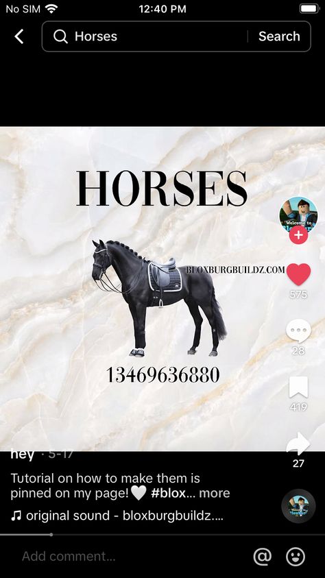 How To Make A Horse In Bloxburg, Bloxburg Horse Riding Codes, Bloxburg Stables, Barn Bloxburg, Horse Decals Bloxburg, Animal Decals Bloxburg, Bloxburg Animals, Bloxburg Images, Bloxburg Farm