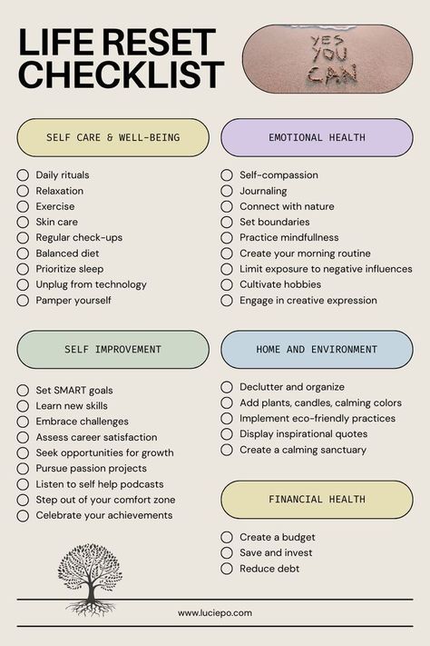 New Year Reset Checklist, Lists To Make To Organize Your Life, Get My Life Together Checklist, How To Reset Your Life, Life Reset Checklist, Getting My Life Together List, Get Your Life Together Checklist, Getting Your Life Together Checklist, Reset Checklist