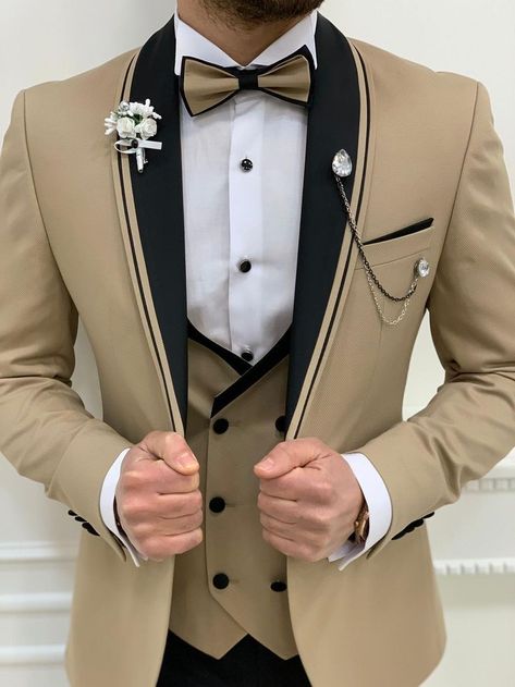 Shawl Lapel Tuxedo, Men Suits Blue, Blue Slim Fit Suit, Suit For Men Wedding, Tuxedo Colors, Long Coat Men, Waistcoat Men, Pants Gift, Beige Suits