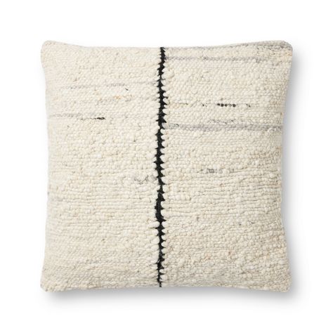 Carla Hand Woven Ivory Black Pillow By Amber Lewis X Loloi P154Pal0030Ivblpil3 1 Amber Lewis X Loloi, Catalogue Inspiration, Amber Lewis, Black Pillow, Trade Sign, Wool Textures, Lulu And Georgia, Black Pillows, Loloi Rugs