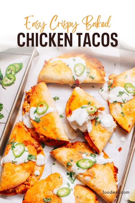 Baked Chicken Tacos Recipe, Taco Sauce Recipe, Baked Fish Tacos, Ground Chicken Tacos, Fish Tacos With Cabbage, Chicken Soft Tacos, Oven Baked Fish, Tacos Easy, Delicious Tacos