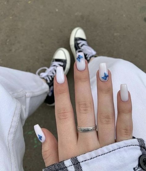 Teen Nails, Girls Nail Designs, Basic Nails, Casual Nails, Simple Acrylic Nails, Work Nails, Glow Nails, White Nail Designs, Acrylic Nails Coffin Short