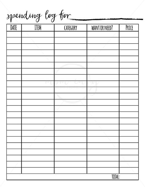 Spending Log Bullet Journal, Spending Log, Expense Tracker Printable, Printable Budget Worksheet, Budget List, Printable Budget Planner, Budget Planner Free, Happy Planner Printables, Printable Budget