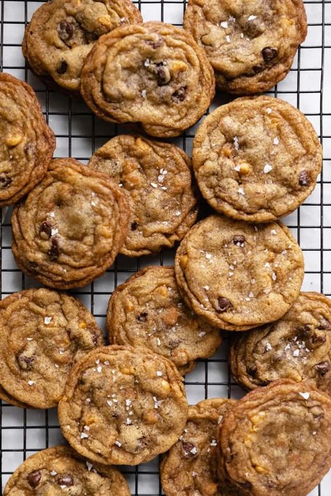 Chewy Browned Butter Butterscotch Chocolate Chip Cookies - Broma Bakery Butterscotch Chocolate Chip Cookies, Butterscotch Cookies Recipes, Chips And Chocolate, Butterscotch Chip Cookies, Butterscotch Recipes, Broma Bakery, Farmer Market, Butterscotch Cookies, A Glass Of Milk