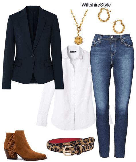 Blue Jeans Business Casual Outfits, Navy Blazer Outfits, Jeans Blazer Outfit, Blue Blazer Outfit, French Closet, Dressy Jeans, Jeans Outfit Winter, Blazer Outfits For Women, Jeans Outfit Women