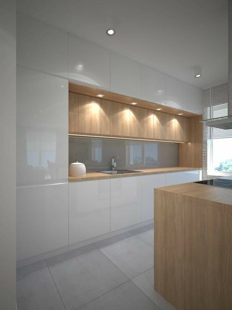 Kitchen Top Ideas, Light Color Kitchen, Kitchen Wood And White, Modern White Interior, Dapur Skandinavia, Hiasan Dalaman Dapur, Dapur Moden, Model Dapur, Industrial Style Kitchen