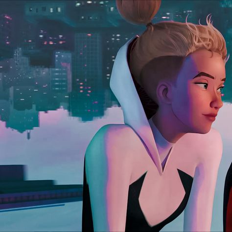 Gwen Stacy Hairstyle, Spider Gwen Haircut Real Life, Spider Gwen Hair, Gwen Stacy Hair, Gwen Across The Spiderverse, Gwen Stacy Haircut, Spiderverse Gwen Stacy, Gwen Stacy Across The Spiderverse, Spiderwoman Cosplay