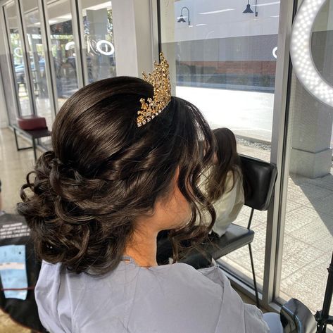 Quinceanera updo… ⁣ ⁣ #makeupartist #bridalmakeupartist #westpalmbeachmakeupartist Quince Hairstyles, Braided Updo, Quince, Quinceanera, Bridal Hair, Braids, Hairstyles, Collage, Hair Styles