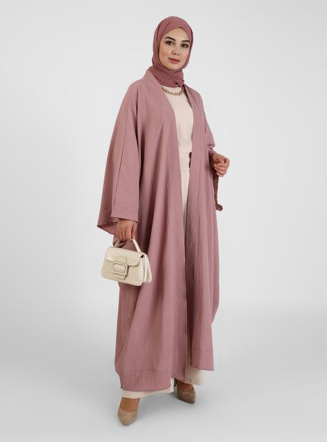 Abaya Online, Muslimah Outfit, Neck Collar, Muslim Fashion, Dusty Rose, Nun Dress, Duster Coat, V Neck, Art