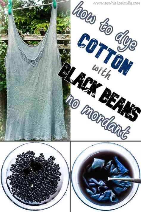 Natural Blue Dye For Fabric, Black Bean Dye Fabric, How To Tea Dye Cotton Fabric, Diy Black Dye For Clothes, Black Bean Dye, Tea Dyeing Fabric, Natural Clothing Dye, Natural Black Dye, Viking Weaving