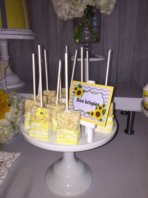 Baby Shower Color Themes, Lemon Themed Party, Sunflower Birthday Parties, Sunshine Baby Shower, Sunflower Party, Sunflower Baby Showers, Sunshine Baby Showers, Shower Desserts, Chocolate Covered Treats