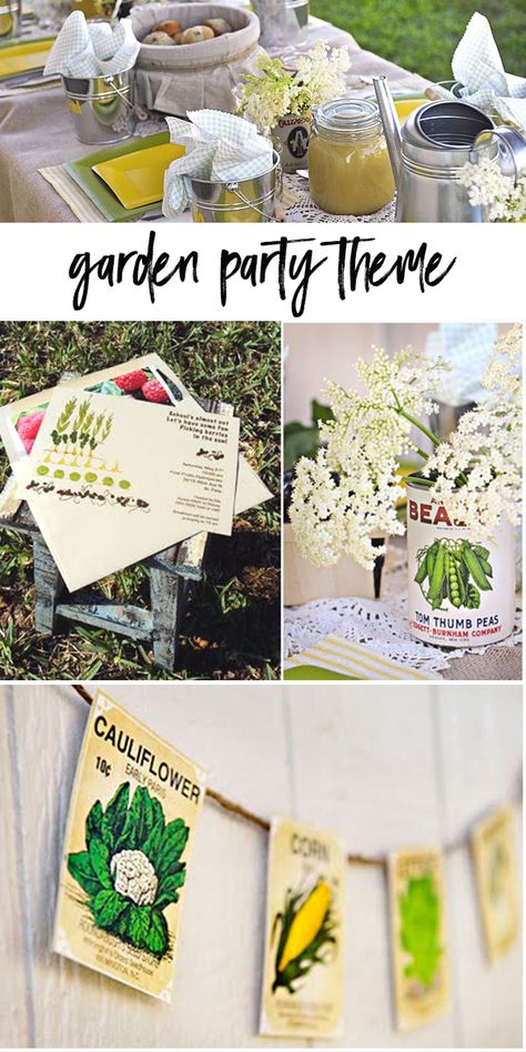 Garden Theme Luncheon, Spring Garden Theme Party, Garden Theme Birthday Party For Adults, Gardening Party Decorations, Plant Theme Party Decorations, Vegetable Garden Party Theme, Planting Party Ideas, Garden Themed Table Decor, Garden Themed Party Decorations