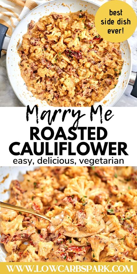 Discover the magic of Marry Me Cauliflower recipe! With just 10 minutes of prep time, you can enjoy perfectly roasted cauliflower smothered in a creamy, garlicky sauce. Packed with flavor and easy to make, it's a guaranteed hit for busy weeknights! Creamy Garlic Parmesan Sauce, Garlic Parmesan Sauce, Roasted Cauliflower Recipes, Tender Heart, Keto Side, Tasty Meat, Cauliflower Recipe, Kitchen Magic, Parmesan Sauce