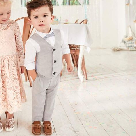 River Island Mini boys grey check four piece suit set #affiliate #ad Wedding Outfit For Boys, Ring Boy, Bearer Outfit, Baby Boy Dress, Pink Bow Tie, Future Wedding Plans, Gray Weddings, Wedding With Kids