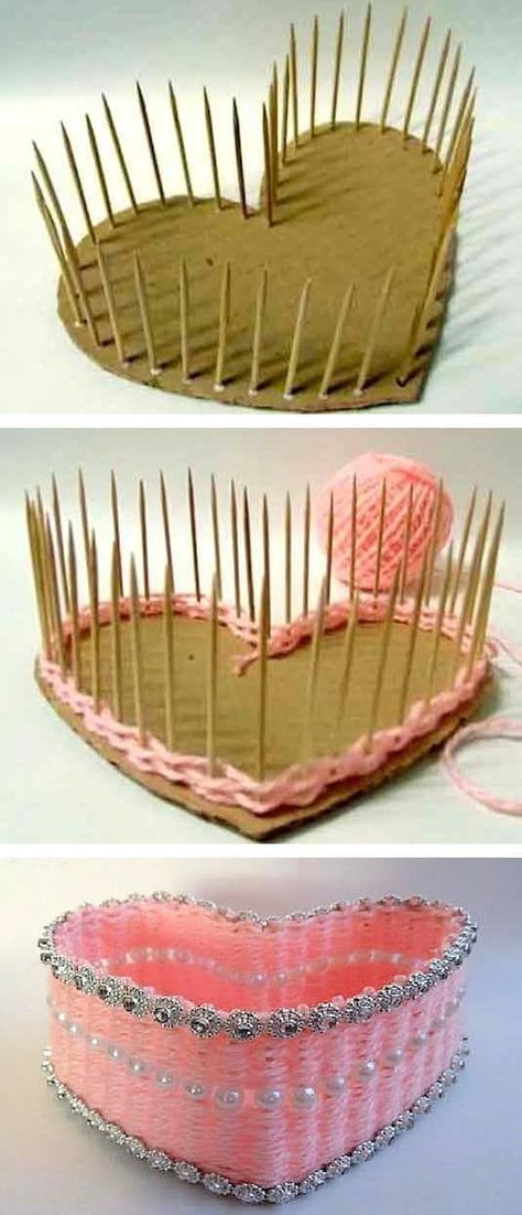 DIY Heart-Shaped Basket... cute project for Valentine's Day! | Easy DIY craft ideas for adults for the home, for fun, for gifts, to sell and more! Some of these would be perfect for Christmas or other holidays. A lot of awesome projects here! Listotic.com Diy Projects For Adults, Valentines Bricolage, Săpunuri Handmade, Projects For Adults, Easter Basket Diy, Diy Simple, Cadeau Diy, Adult Crafts, Easy Crafts For Kids